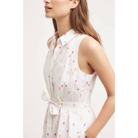 Anthropologie Dresses & Skirts - ANTHRO White Popsicle Button Down Shirt Dress 10P